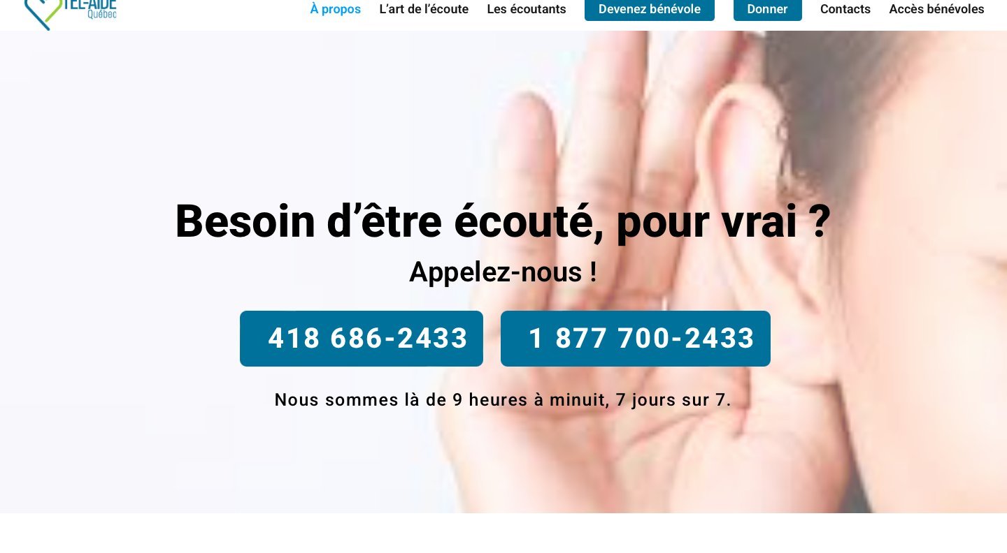Site Web de Tel-Aide Québec